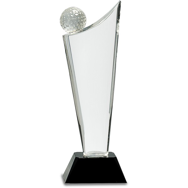 Clear Crystal Golf Wave on Black Pedestal Base